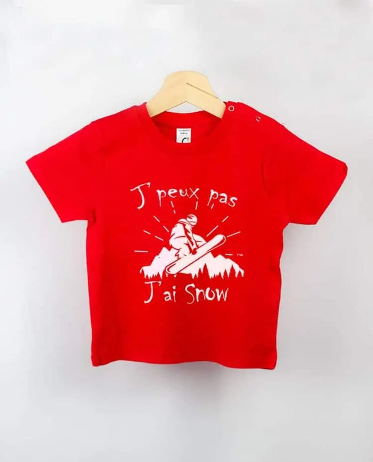 T shirt BEBE rouge je peux pas snow 1