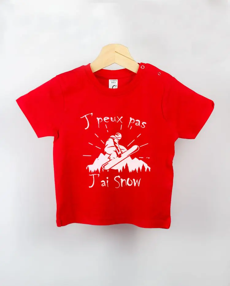T shirt BEBE rouge je peux pas snow