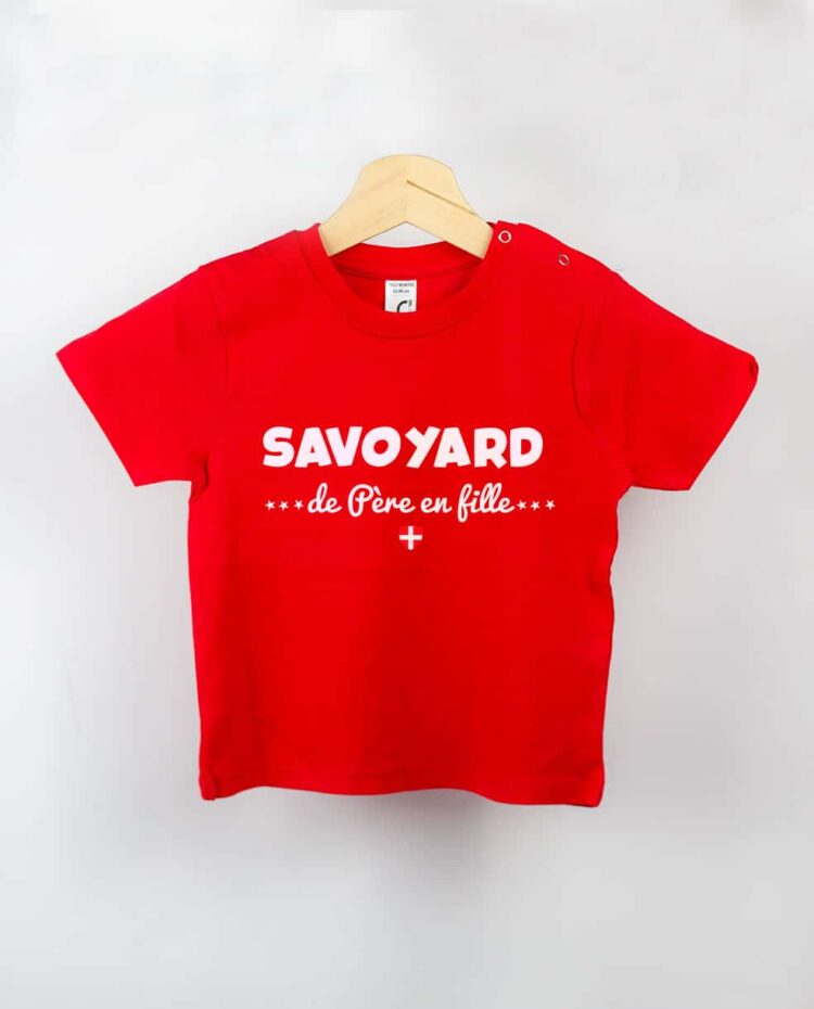 T shirt BEBE rouge savoyard de pere en fille