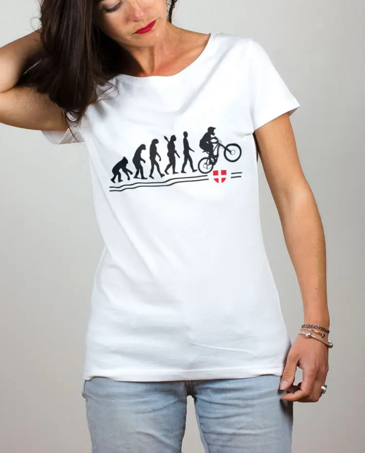 T shirt femme blanc Evolution VTT Descente