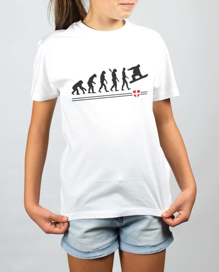 t shirt enfant blanc fille evoluiton Snow