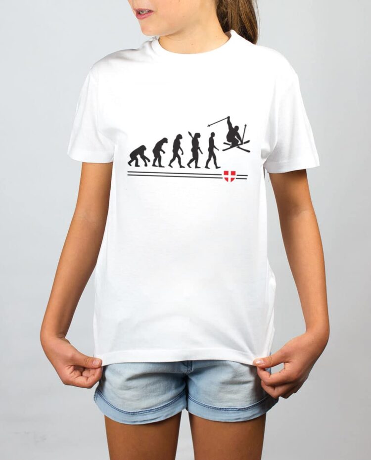 t shirt enfant blanc fille evoluiton ski