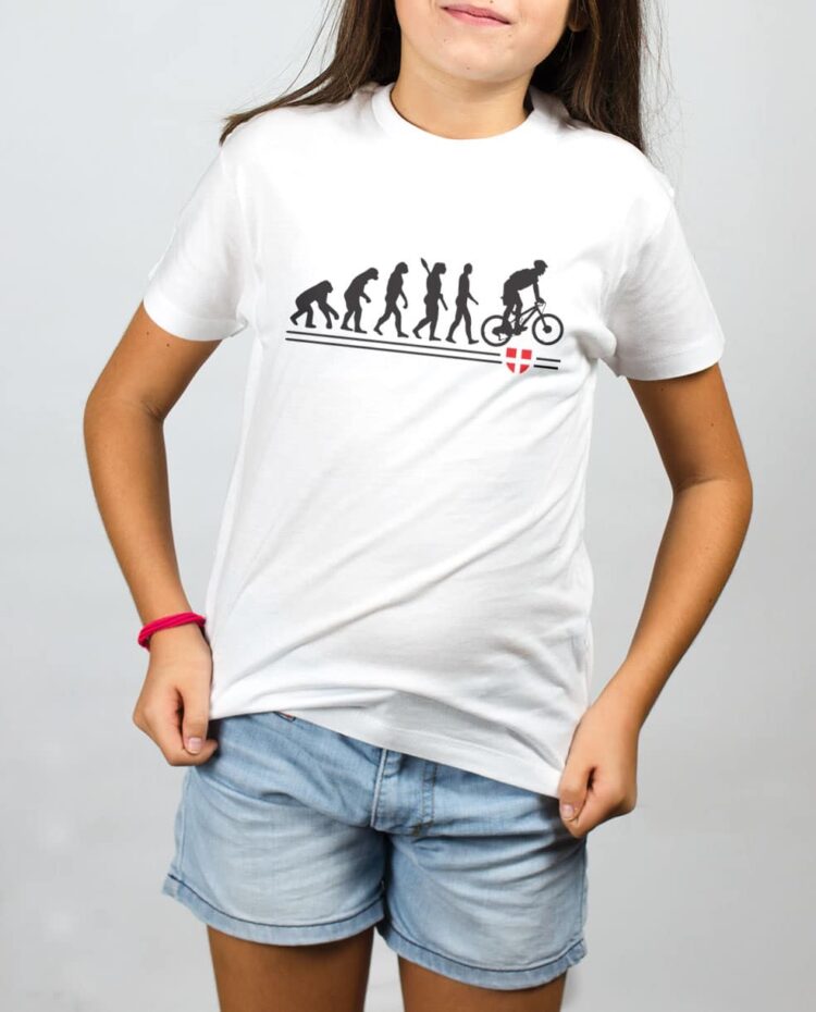 t shirt enfant blanc fille evolution vtt cross