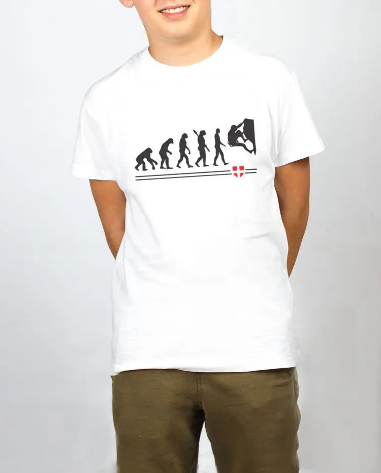 t shirt enfant blanc garcon evoluiton Escalade