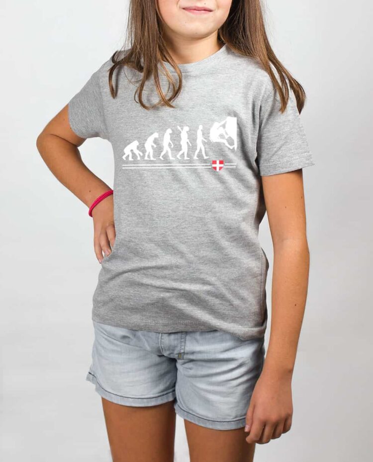 t shirt enfant gris fille evoluiton Escalade