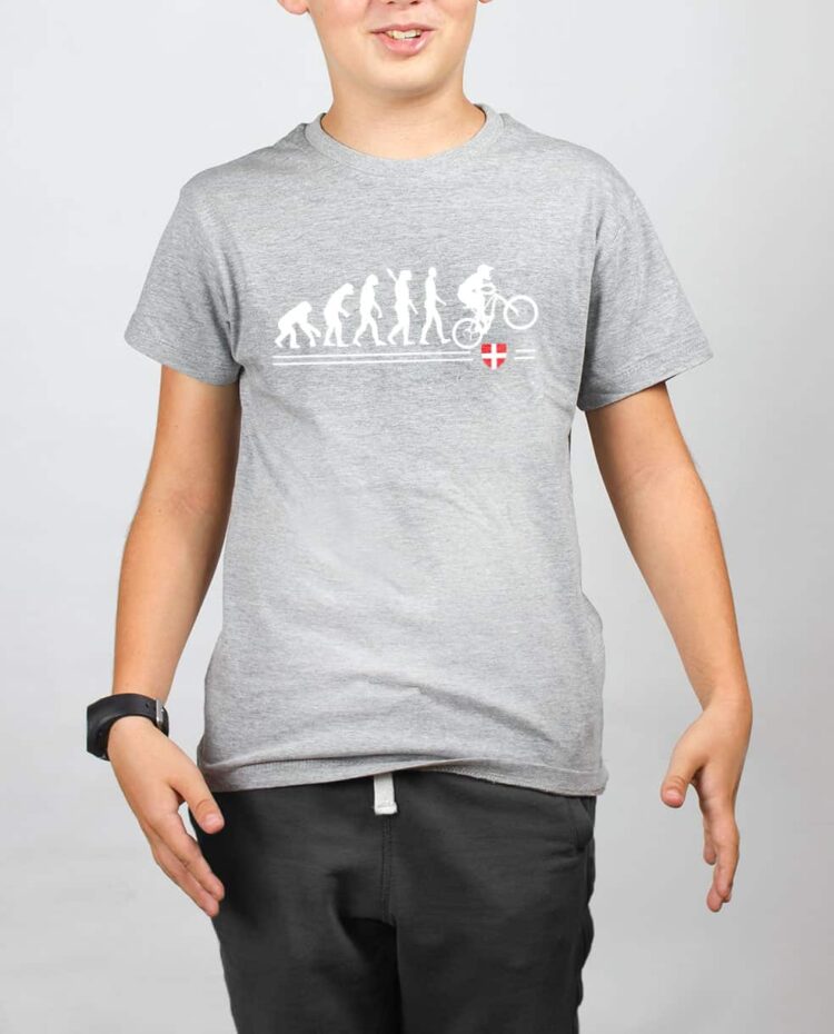 t shirt enfant gris garcon Evolution VTT Descente