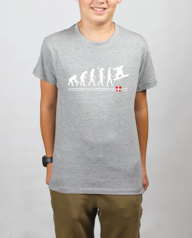 t shirt enfant gris garcon evoluiton Snow