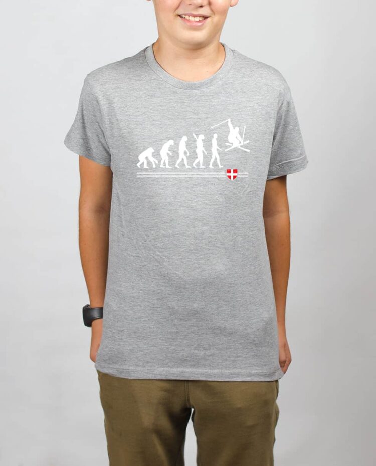 t shirt enfant gris garcon evoluiton ski