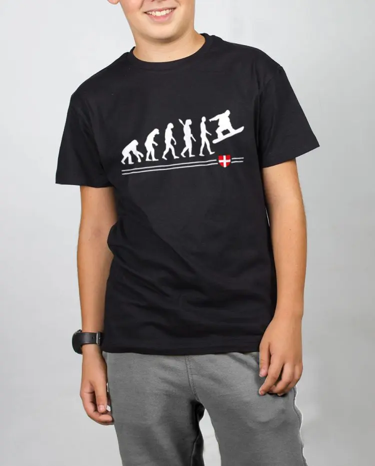 t shirt enfant noir garcon evoluiton Snow