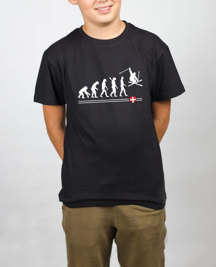 t shirt enfant noir garcon evoluiton ski