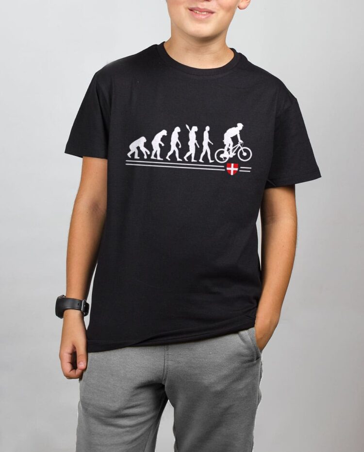 t shirt enfant noir garcon evolution vtt cross