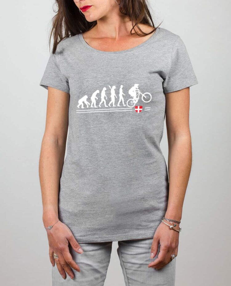 t shirt femme gris Evolution VTT Descente