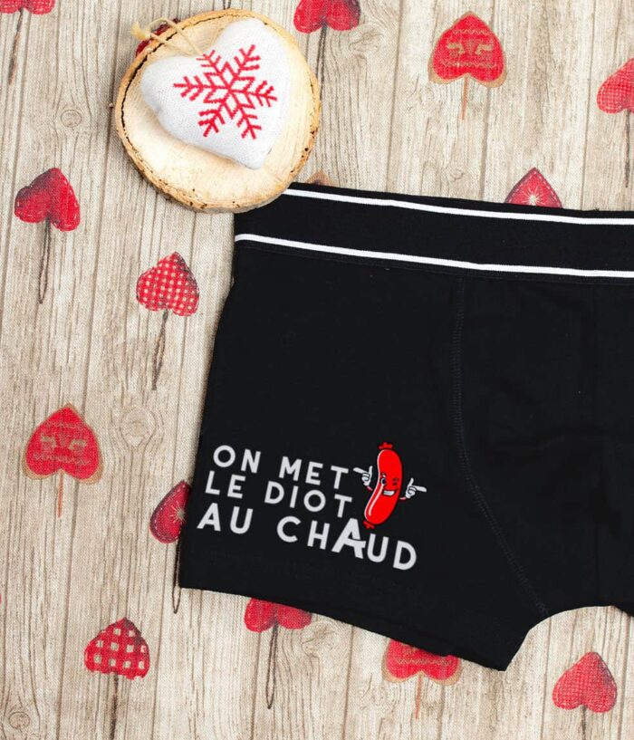 Boxer noir homme Mockup On met le diot au chaud