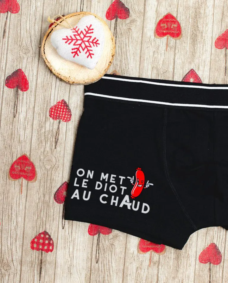 Boxer noir homme Mockup On met le diot au chaud