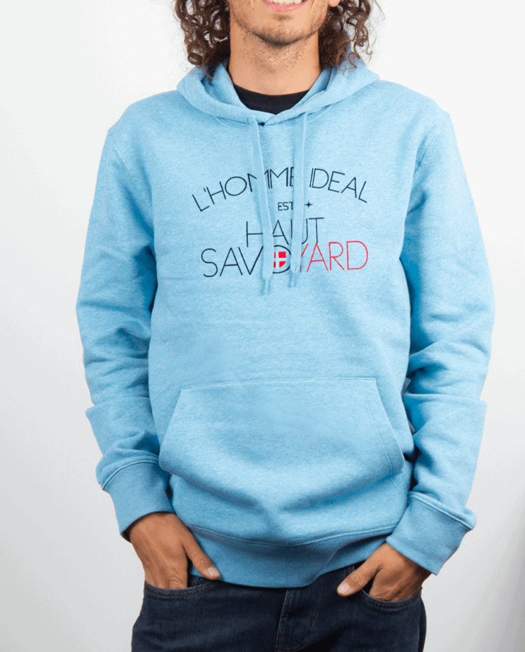 Sweat Homme Bleu ciel LHOMME IDEAL EST HAUT SAVOYARD