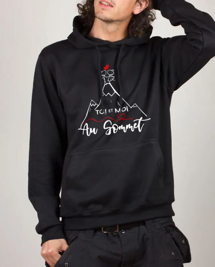 Sweat noir homme toi et moi au sommet