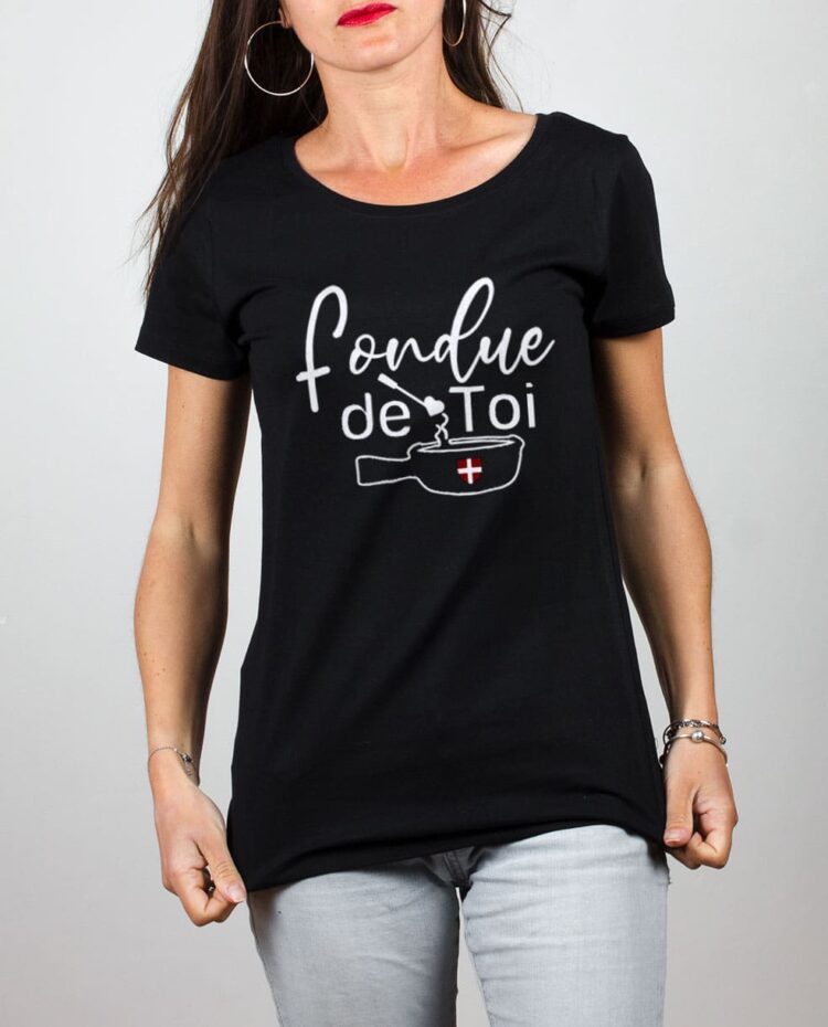 T shirt noir femme fondue de toi