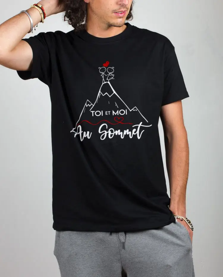 T shirt noir homme toi et moi au sommet