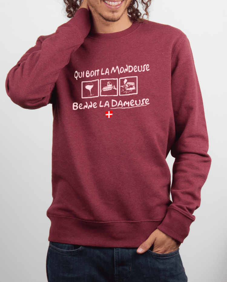 Pull homme Bordeau QUI BOIT LA MONDEUSE BENNE LA DAMEUSE