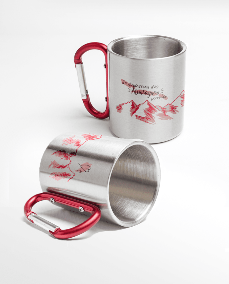 MUG INOX TREK Je deplacerais des monntagne rouge