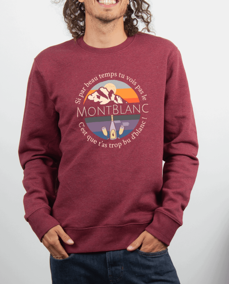 Pull Homme rouge Bordeau SI TU VOIS PAS LE MONT BLANC