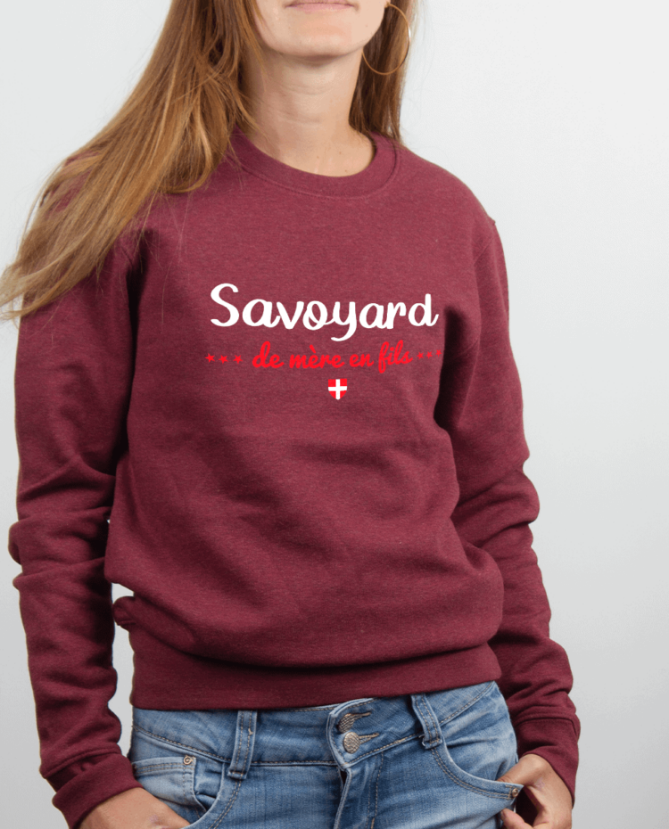 Pull femme Bordeau SAVOYARDE DE MERE EN FILS