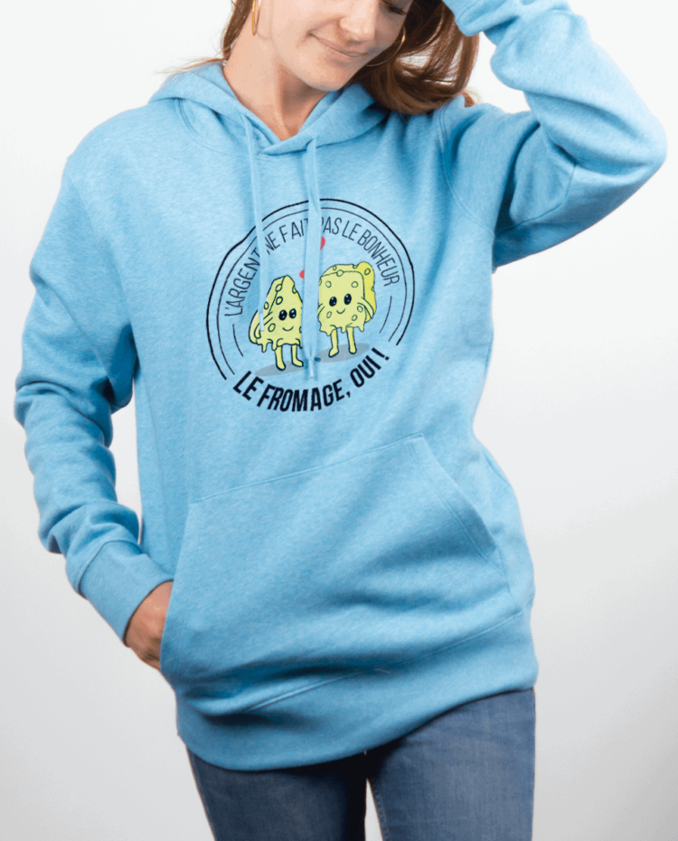 Sweat Femme Bleu Ciel LE FROMAGE FAIT LE BONHEUR