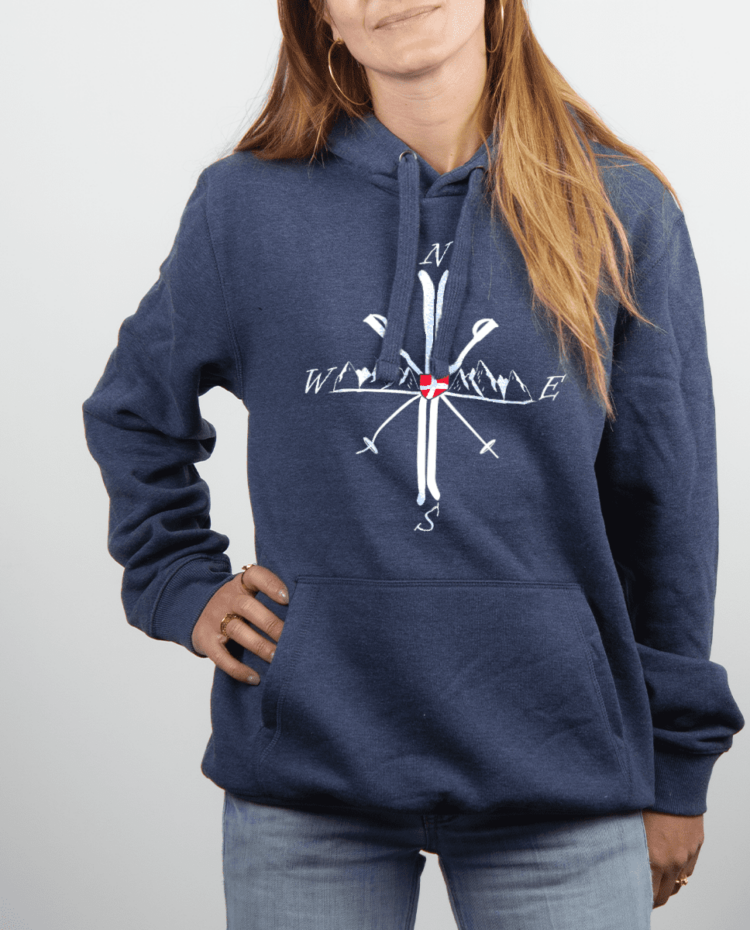 Sweat Femme Bleu Jean Montagne ski Boussole