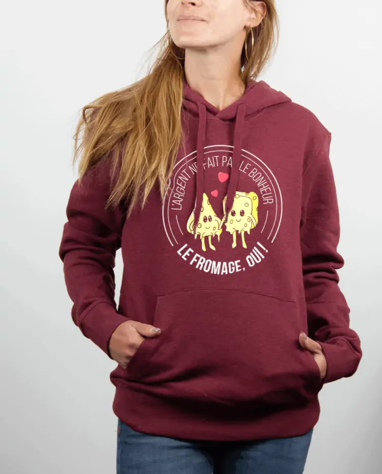 Sweat Femme Bordeau LE FROMAGE FAIT LE BONHEUR