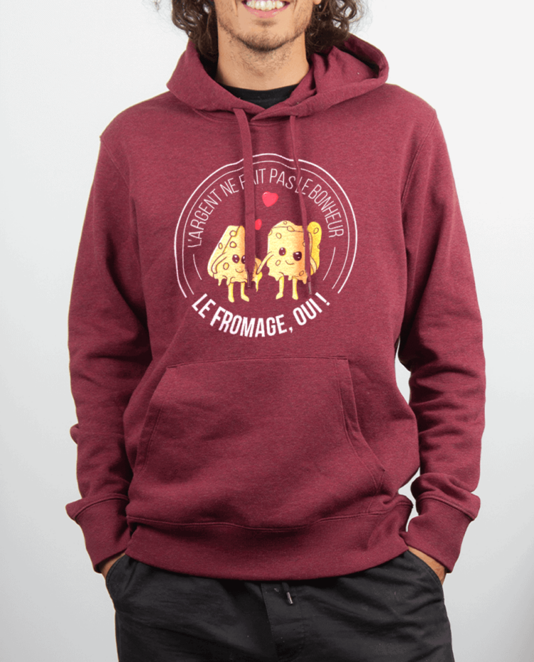 Sweat Homme Rouge bordeau LE FROMAGE FAIT LE BONHEUR