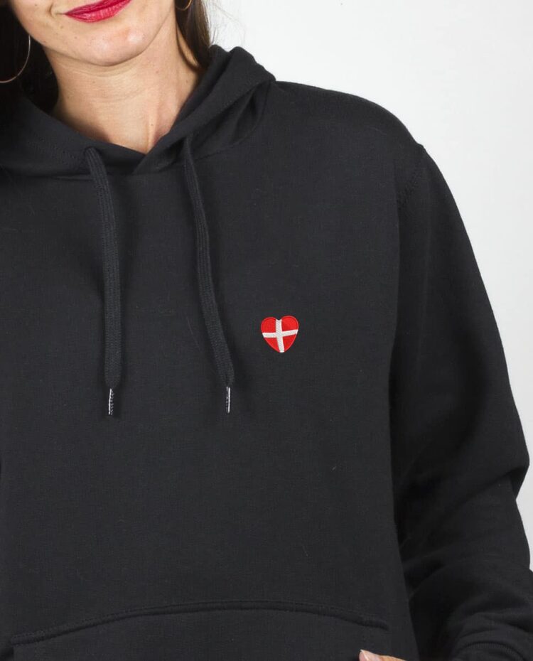 Sweat a capuche Femme Noir zoom savoie dans le coeur blason brode