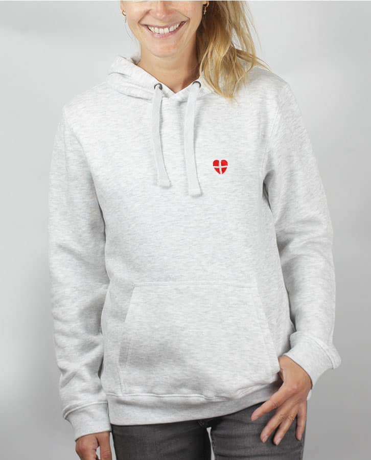 PULL FEMME CAPUCHE GRIS COEUR