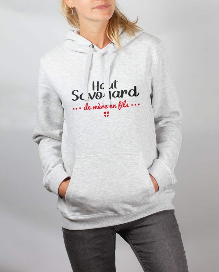 Sweat blanc femme Haut savoyard de mere en fils