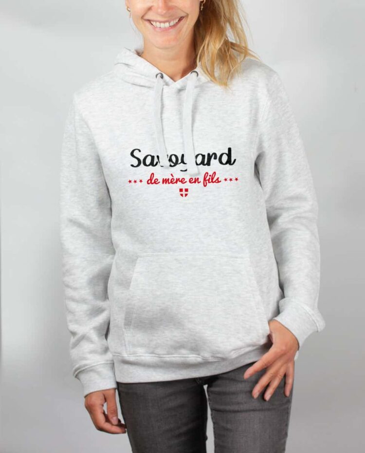 Sweat blanc femme Savoyard de mere en fils