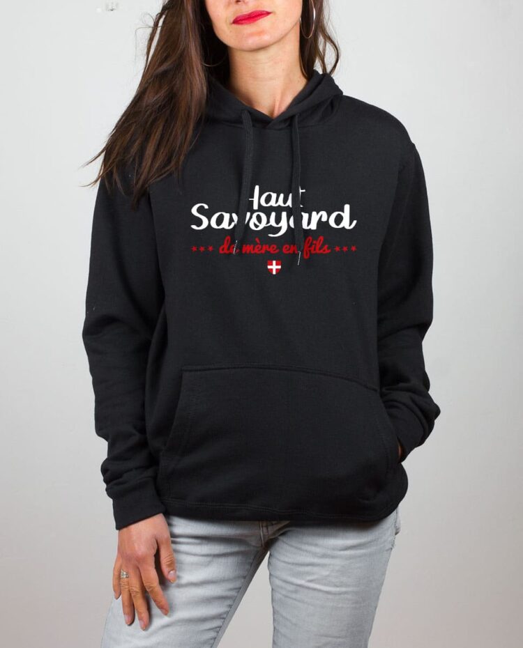 Sweat noir femme Haut savoyarde de mere en fils