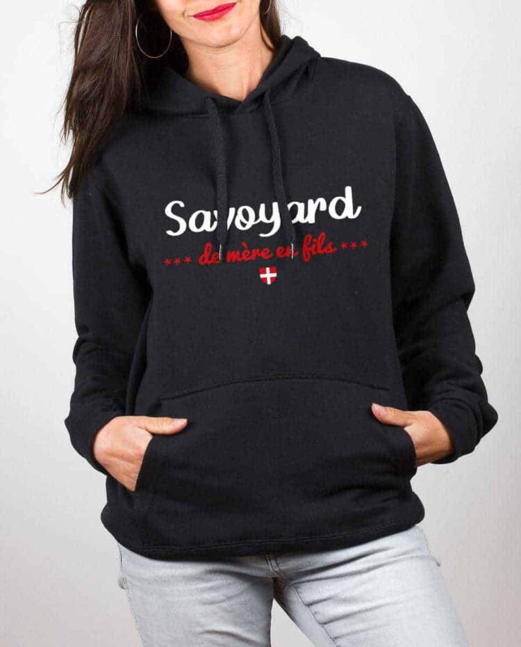 Sweat noir femme savoyard de mere en fils