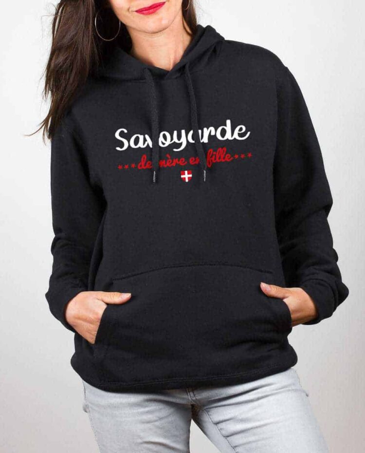 Sweat noir femme savoyarde de mere en fille