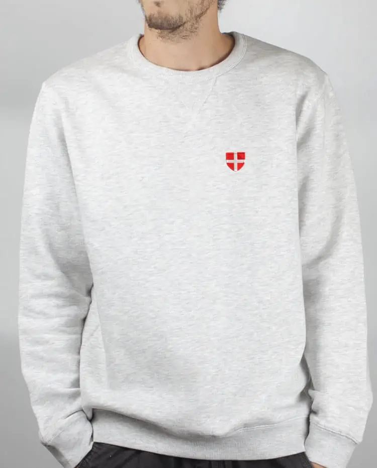 SweatShirt Homme blanc savoie coeur blason brode