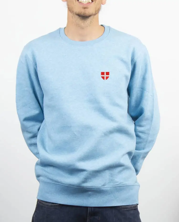 SweatShirt Homme bleu ciel savoie coeur blason brode