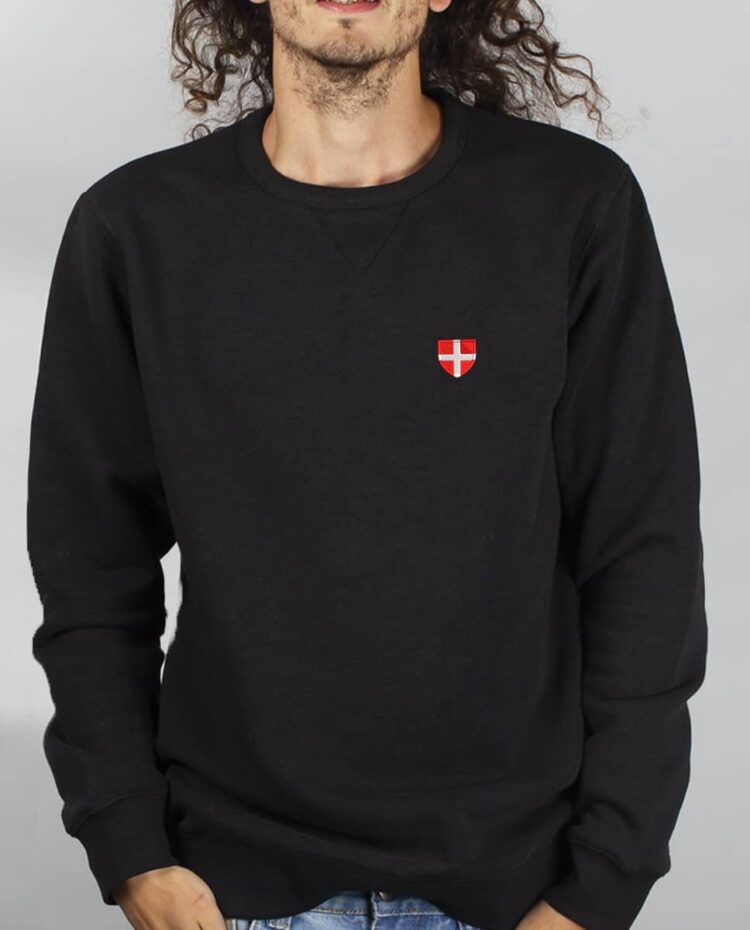 SweatShirt Homme noir savoie coeur blason brode