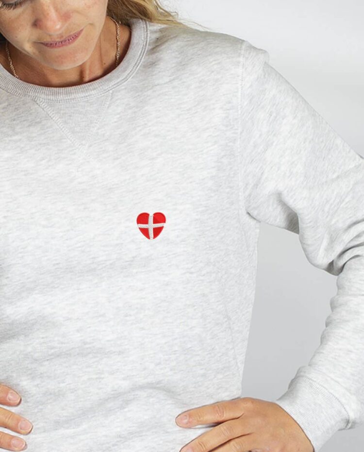 SweatShirt femme blanc zoom savoie dans le coeur blason brode