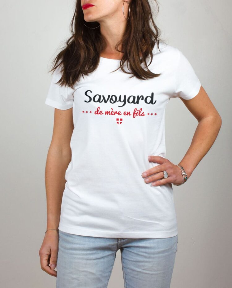 T shirt blanc femme savoyard de mere en fils