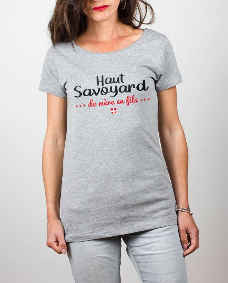 T shirt gris femme Haut savoyarde de mere en fils