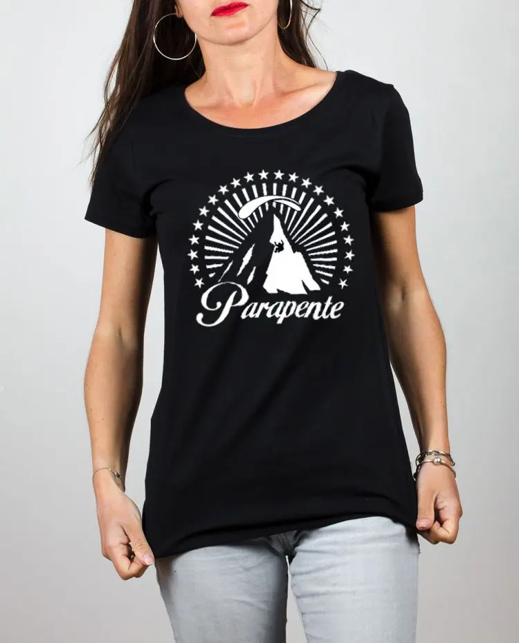 T shirt noir femme montagne parapente paramount