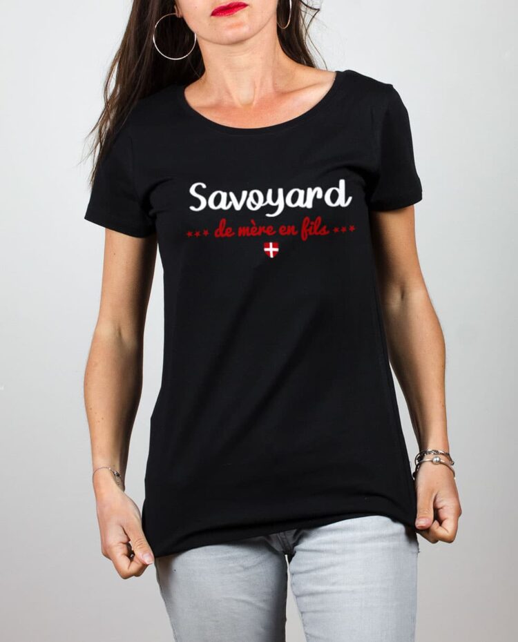 T shirt noir femme savoyard de mere en fils