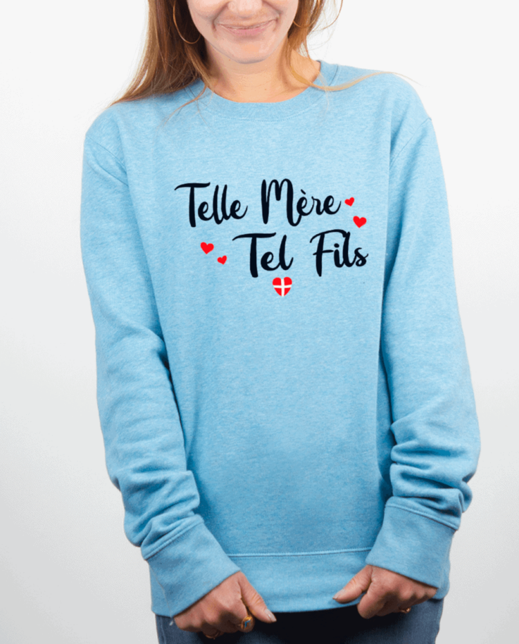 Pull Femme bleu ciel TELLE MERE TEL FILS