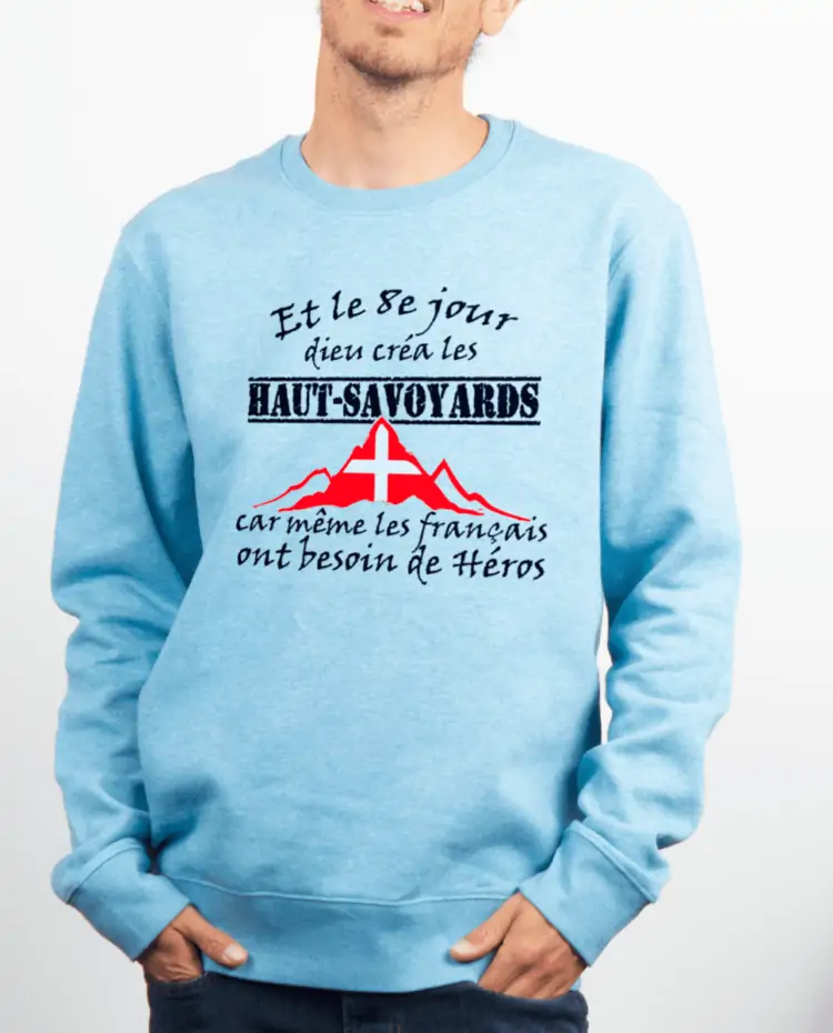 Pull Homme Bleu Ciel DIEU CREA LES HAUT SAVOYARDS