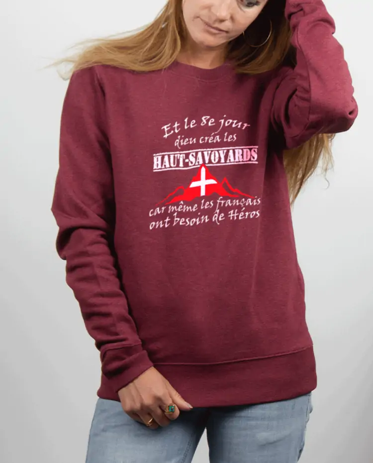 Pull femme rouge Bordeau DIEU CREA LES HAUT SAVOYARDS