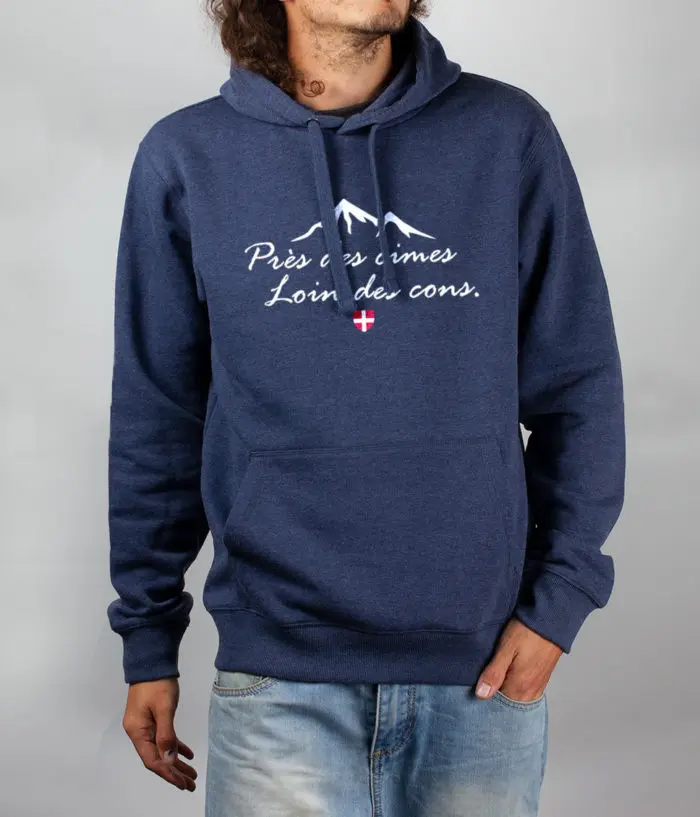 Sweat Bleu chine homme pres des cimes