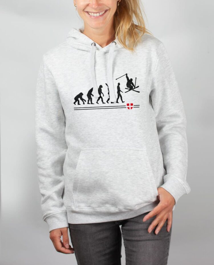 Sweat blanc femme Evolution Ski